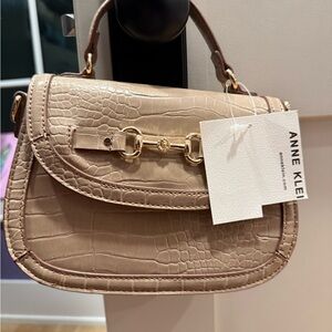 Anne Klein Tan Mini Bag with Gold Hardware